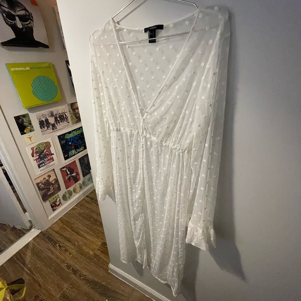 Floral mesh sheer coverup